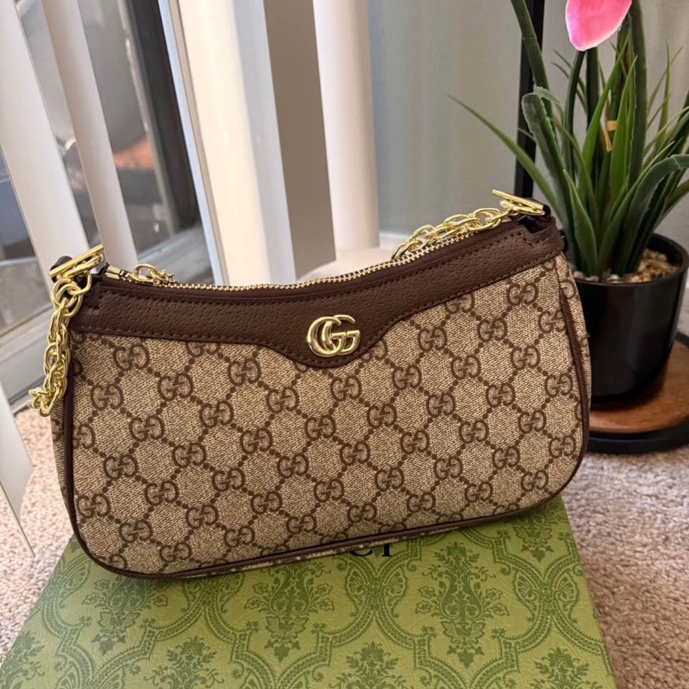 Brown and Gold Women's Bag - Picture 2 of 5